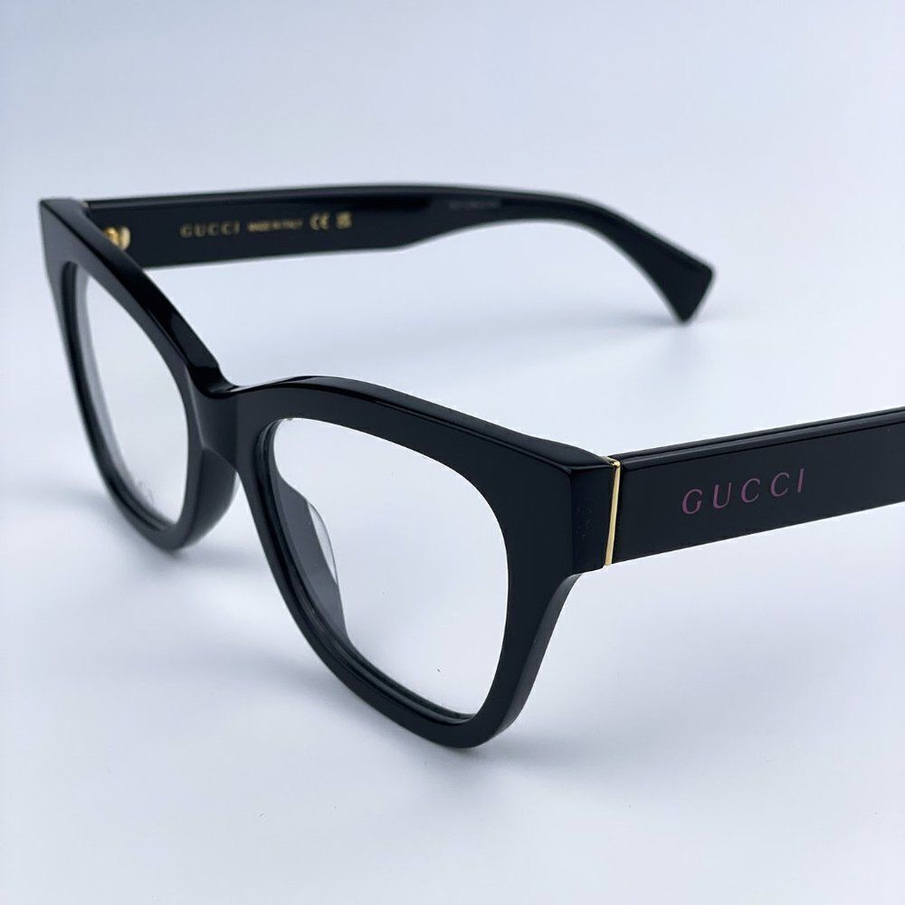 SALE! NEW Gucci GG1133O 003 Shiny Black Cat Eye Women LOGO Eyeglasses - Picture 7 of 12